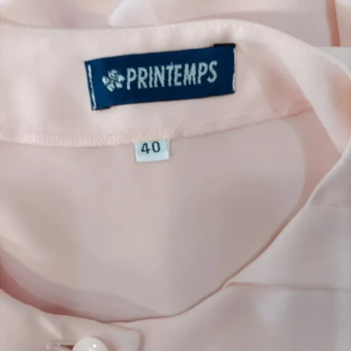 Blouse rose poudré plissée - Printemps -Made in France Blouse Vintage plis religieux Taille 40 A1094 - photo numéro 6