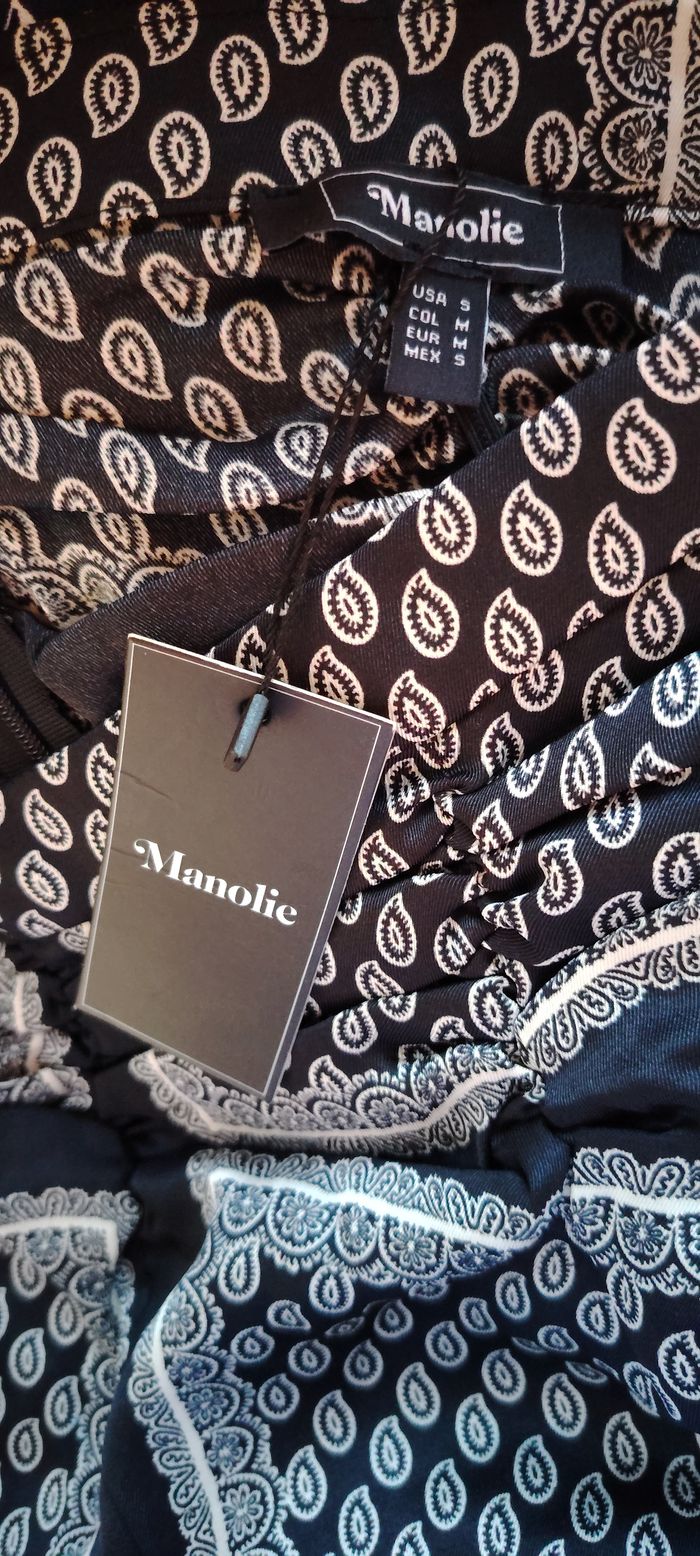 Jupe Manolie noire à motifs cachemire – taille S – effet volanté - photo numéro 3