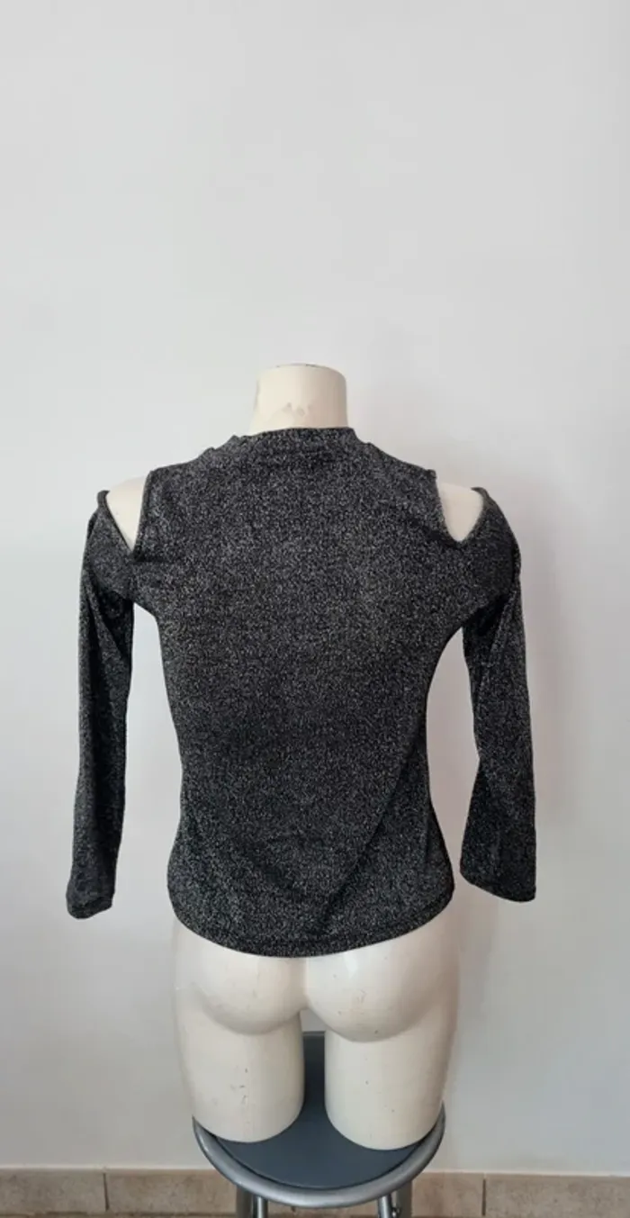 Top manches longues gris paillette grain de malice 36 - photo numéro 3