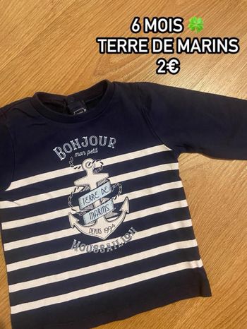 T-shirt 🍀 6 mois 🍀 Terre de marins