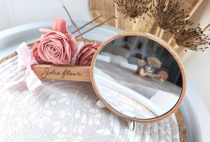 Joli miroir "Jolie fleur" en bois - photo numéro 5