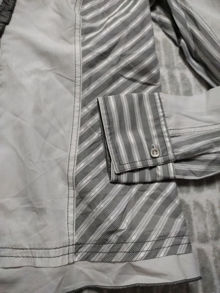 Chemise manches longues blanc et gris argenté rayures Patrice bréal taille 38 - photo numéro 5