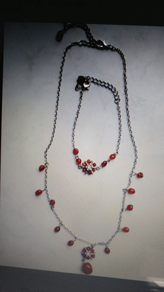 Parure fantaisie collier bracelet orange neuf