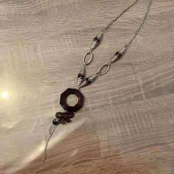 Collier long vintage | noir & argenté 🌿