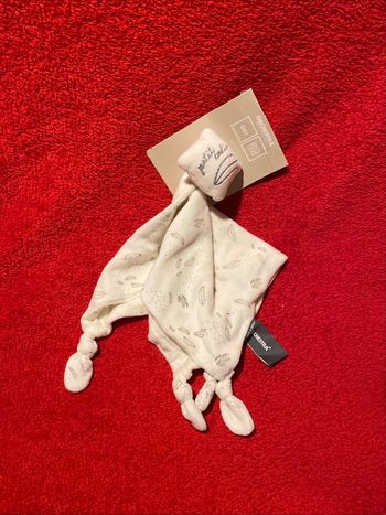 Orchestra doudou lange Ecru blanc coussin petit câlin plume gris imprimé neuf