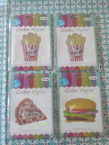 4 x grands ballons pop corn, pizza, burger