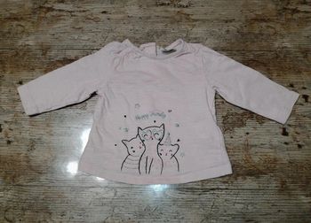 Joli t-shirt manches longues chatons fille 3 mois TAO