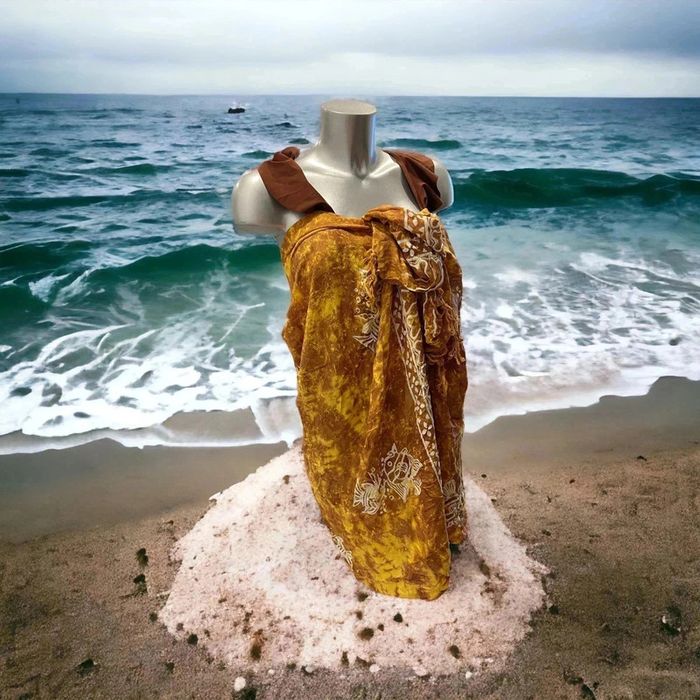 Splendide pareo marron jaune - photo numéro 2