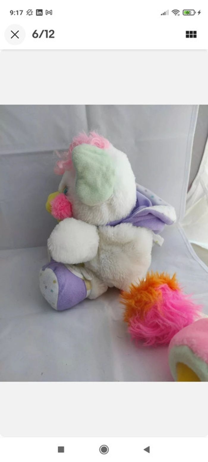 Vintage années 1980 Popples ~ Bébé Bibsy Popple with baby bottle biberon - photo numéro 6