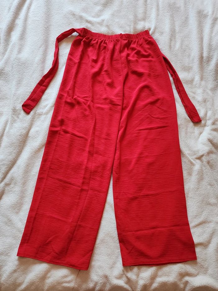 Pantalon à jambes larges / palazzo rouge TU 36/40 - photo numéro 4