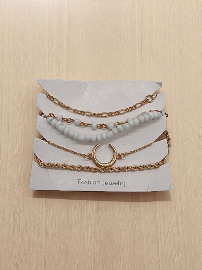Lot 5 bracelets ajustables dorés