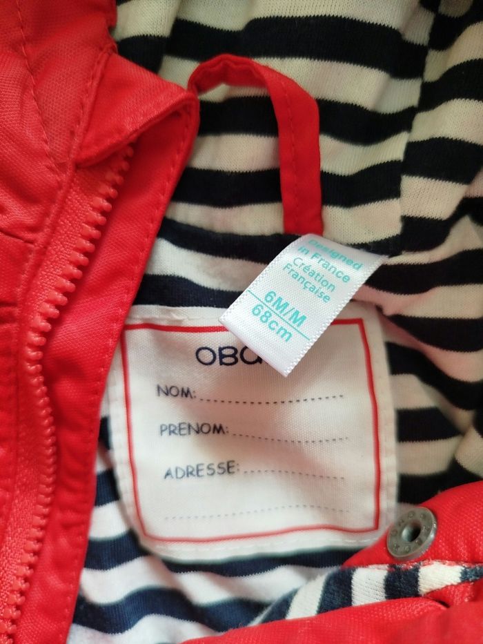Blouson Obaïbi taille 6 mois mi-saison Comme Neuf - photo numéro 3