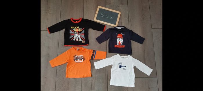 Lot de 4 tee-shirts manches longues garçon 6 mois
