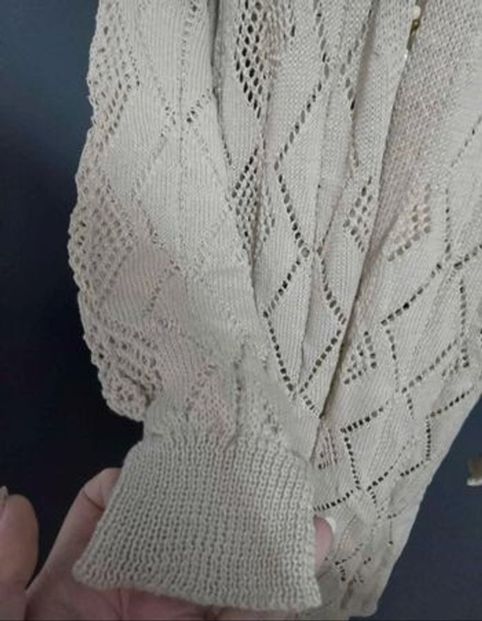 Cardigan Long Beige Grande Taille 56 – Boutonné, Manches Longues, Style Décontracté - photo numéro 4