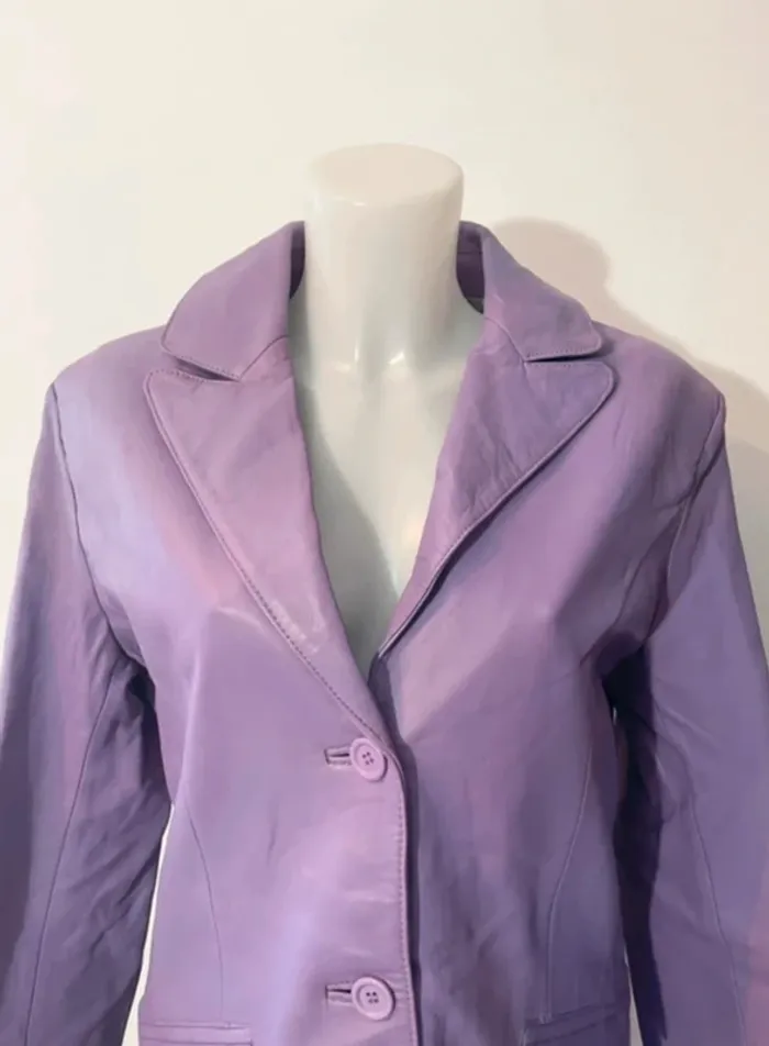 Veste en cuir lilas - photo numéro 3