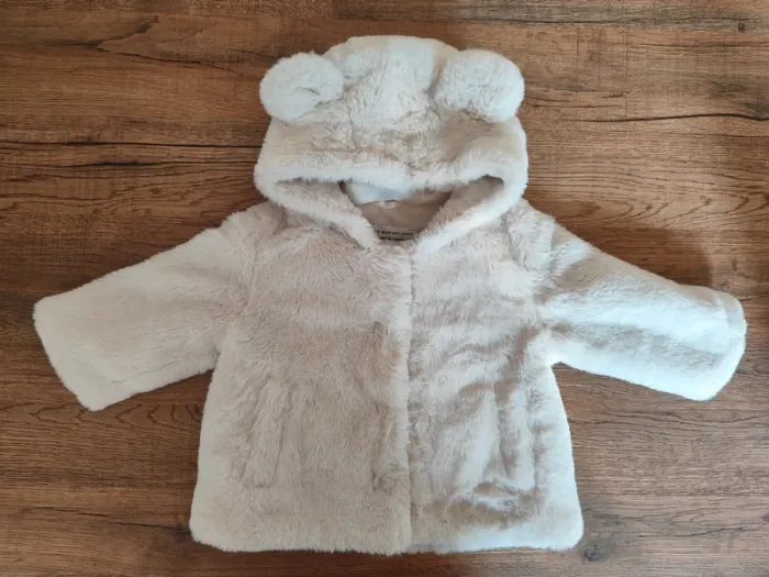 Manteau blanc doux hiver 6/9 mois