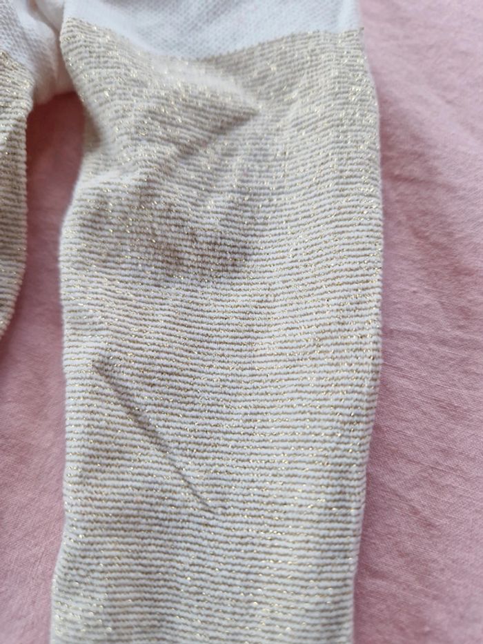 Collants bébé fille blanc doré naissance - photo numéro 2