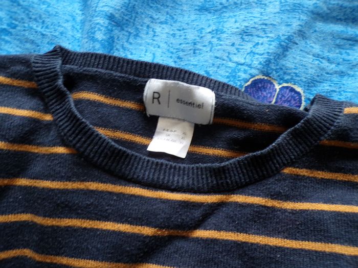 Pull rayé marine et doré taille XL - photo numéro 2