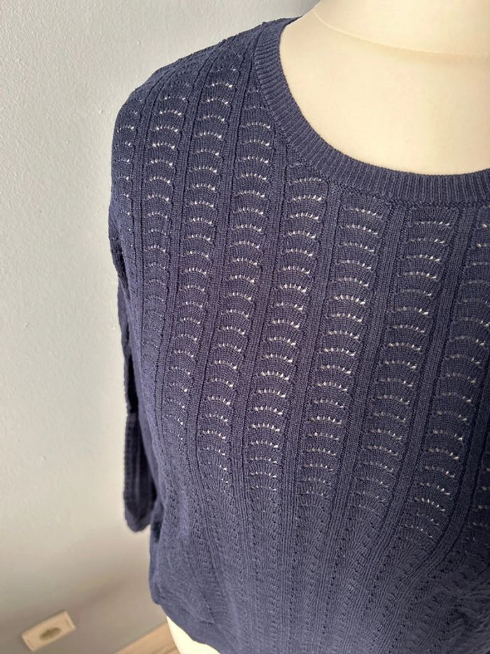 Pull bleu marine Camaïeu détails broderie - photo numéro 2