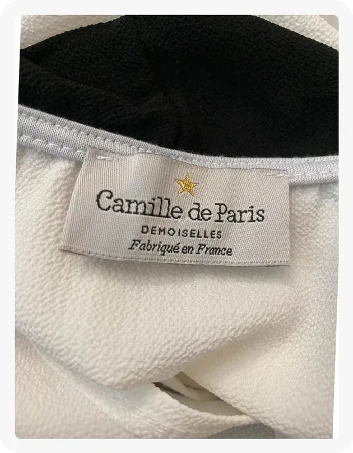Blouse cravate noir et blanc Camille de Paris - photo numéro 4