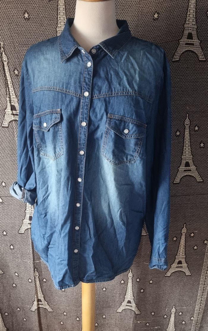 Chemise style jean manches retroussable taille 50