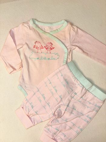 Ensemble 2 pièces bodie et pantalon 1 mois fille