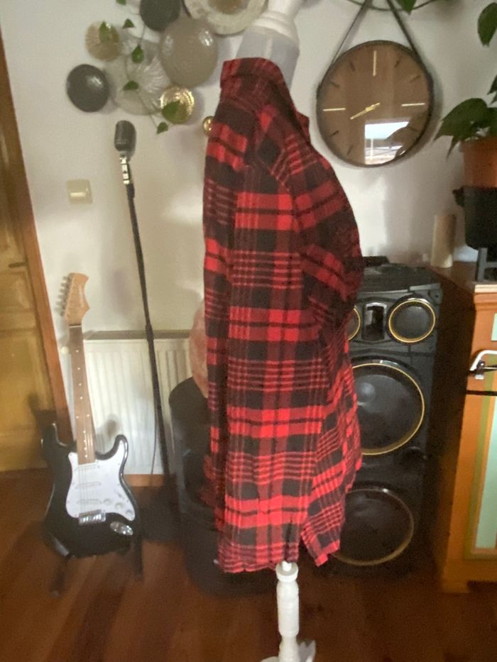 🟥 Chemise longue à carreaux rouges et noirs – Taille XXL - photo numéro 2