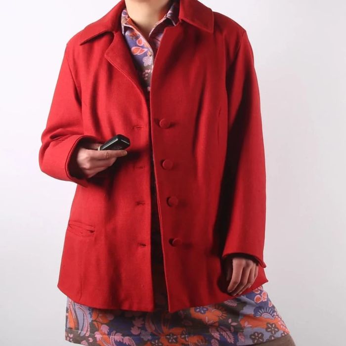 Délicieux Caban rouge vintage 70's en laine handmade (#23698) - photo numéro 4