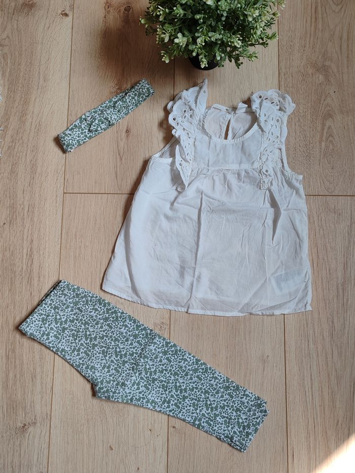 Ensemble legging, bandeau, blouse H&M 12/18 mois 🌸
