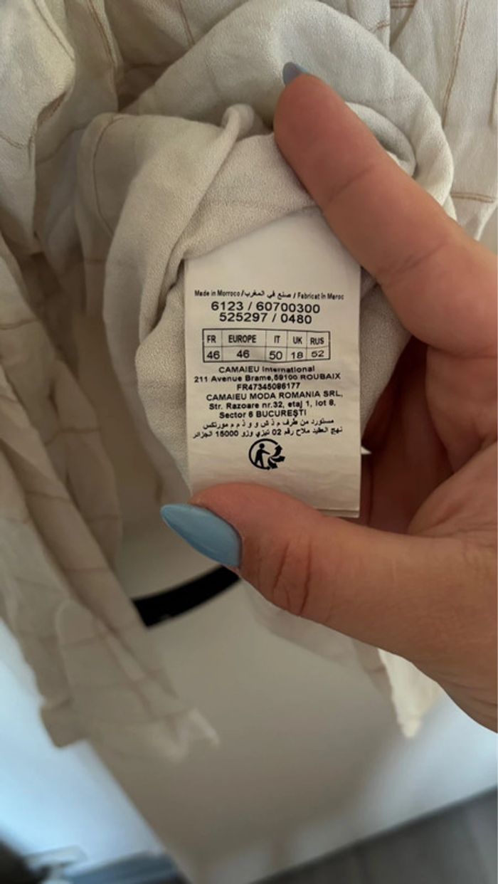 Chemise blanche à carreau Camaïeu taille 46 en bon état - photo numéro 4