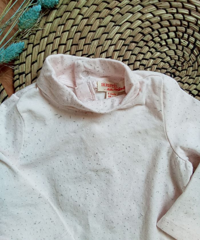 Sous-pull rose à paillettes grises DPAM taille 6 mois - photo numéro 4
