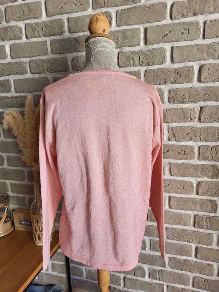 Pull vintage rose à torsades et perles - Angela Baraldi - photo numéro 12