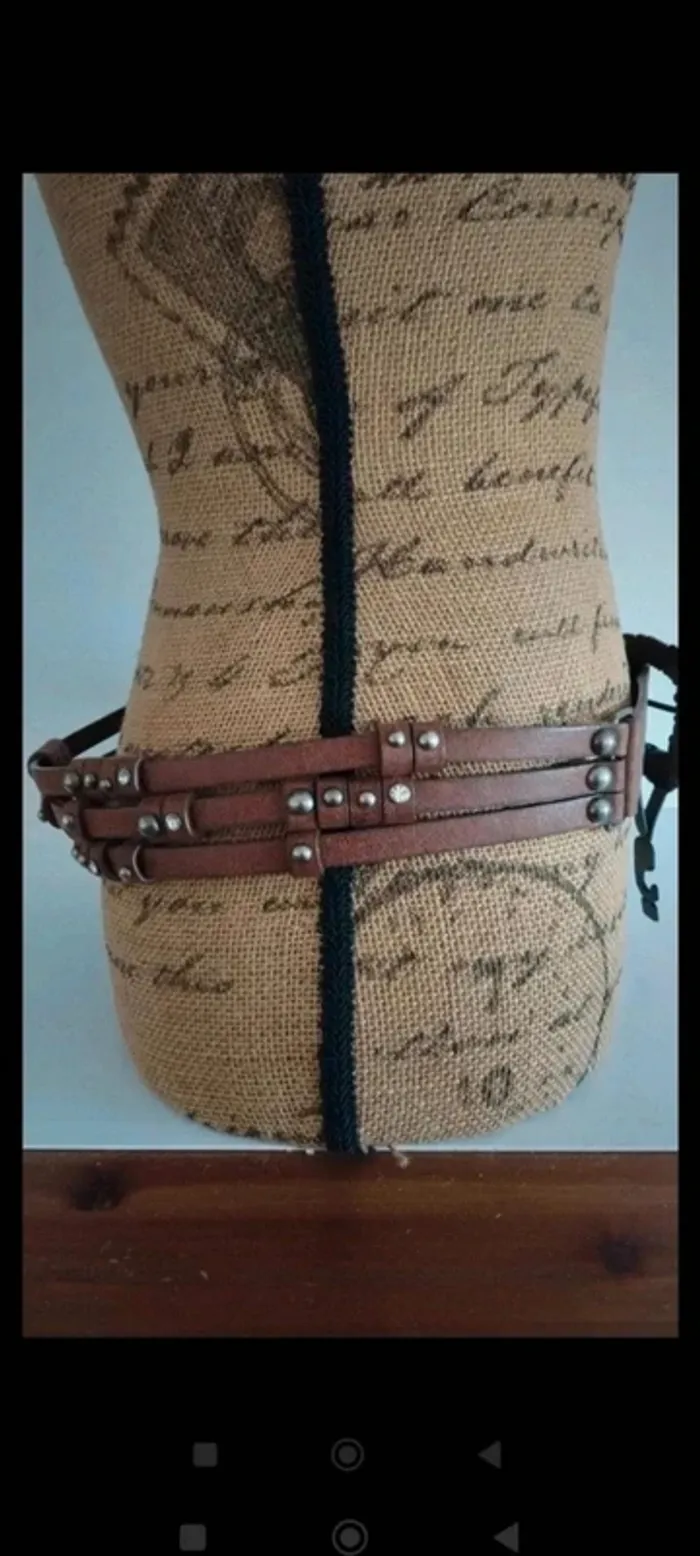 Ceinture trois rangs marron 85 cm - photo numéro 9
