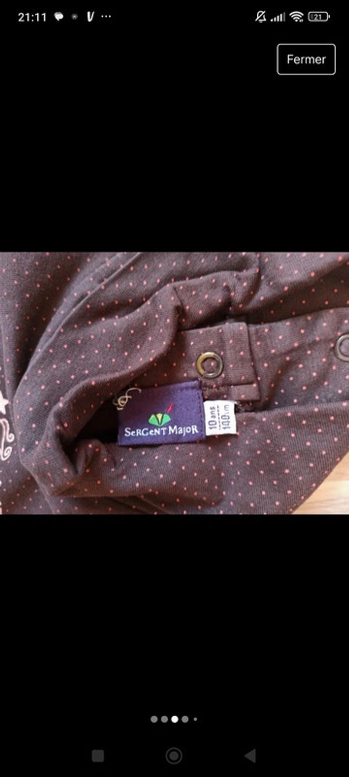 2 cols roulé marron rose pois rayures sergent major 10 ans - photo numéro 4