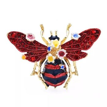 Magnifique broche "Abeille" rouge
