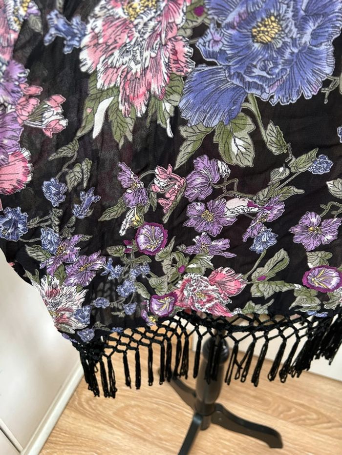 Blouse tunique à franges - taille 42 New look - violet  noir  XL - photo numéro 3