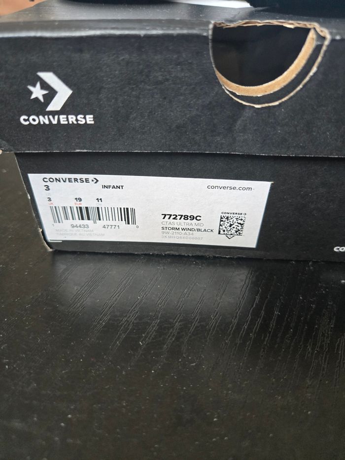 ​Chaussures Bébé CONVERSE All Star T.19 - Gris/Noir/Bleu - TBE - photo numéro 6