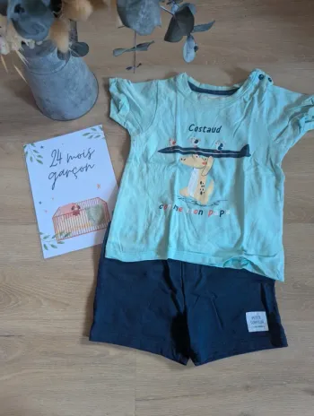 Ensemble short et t-shirt Mes petits cailloux 23 mois