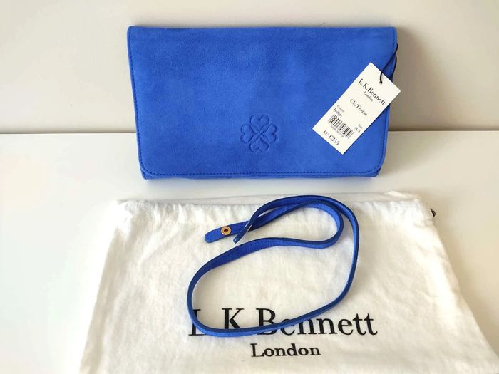 Sac à main LK Bennett pochette en cuir suède Blue Indigo - NEUF - photo numéro 2