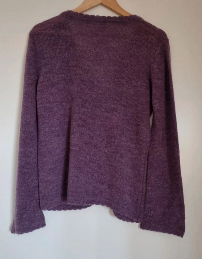 Gilet laine violet manches longues - photo numéro 3