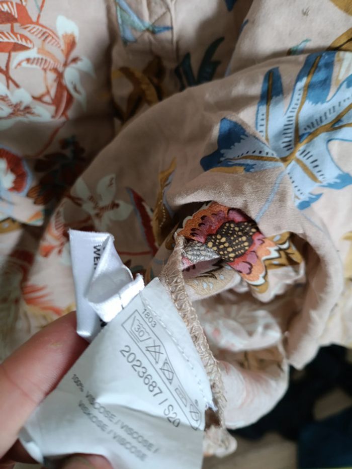 Haut fluide fleuri beige vintage chemise - photo numéro 4