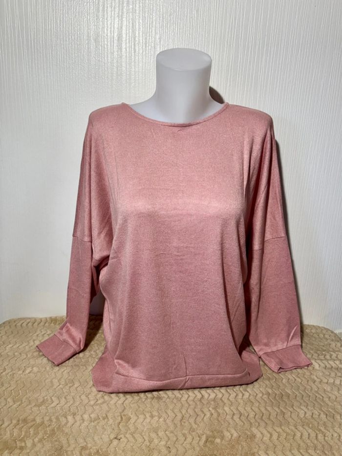 💖 Pull oversize rose poudré Gémo - Taille M (ample)
