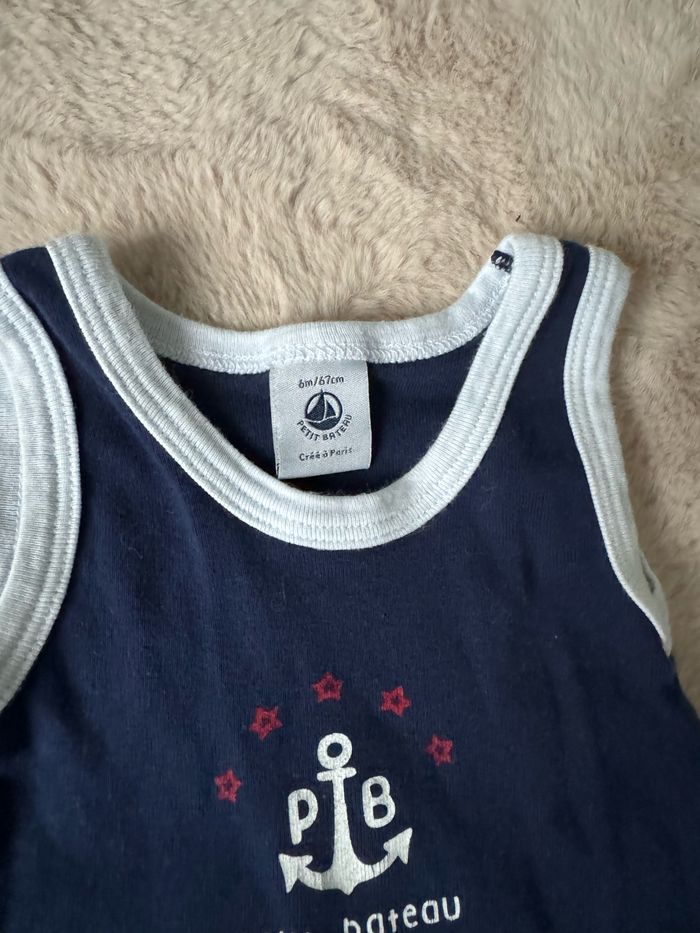 Lot 4 bodies manches courtes marcel 6 mois Petit Bateau Kiabi - photo numéro 6