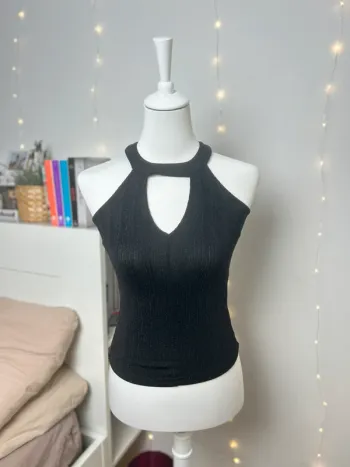 top soirée noir à paillettes Jennyfer décolleté – taille XS