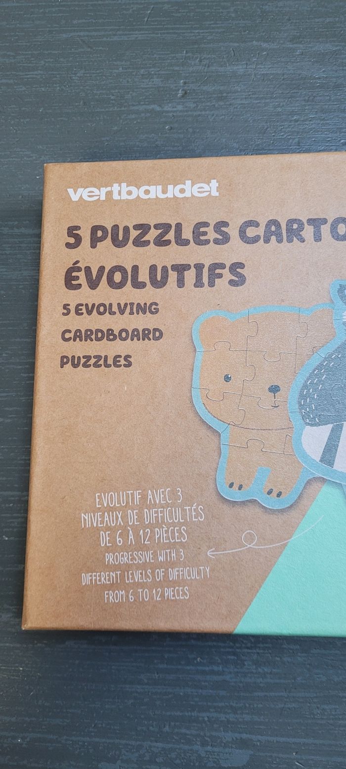 5 puzzles carton évolutifs vert baudet - photo numéro 2