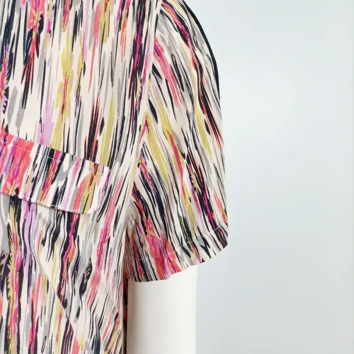 Blouse Chattawak fluide multicolore col goutte, empiècements contrastés, T40 A1573 - photo numéro 4