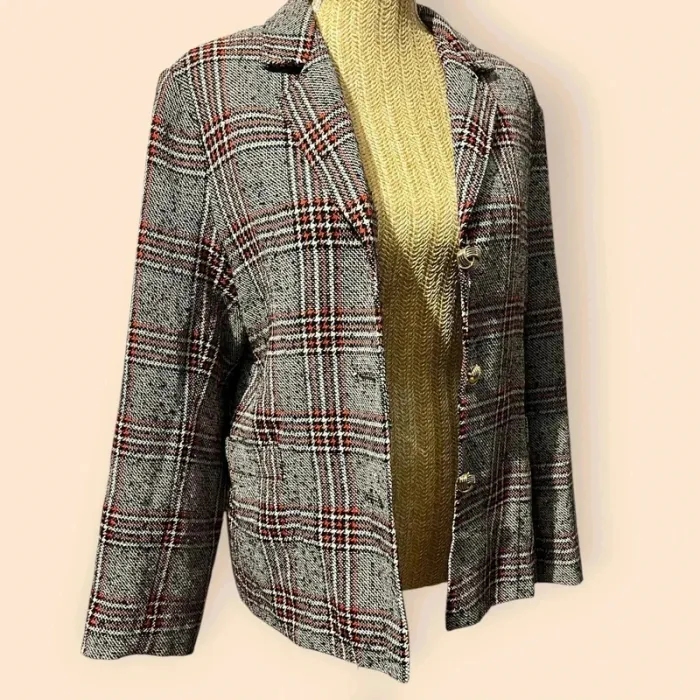 Veste blazer vintage - rouge / gris - rétro