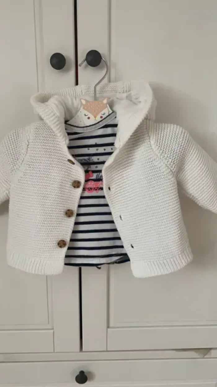 Gilet Cocoon et T shirt 3 pommes 3 mois