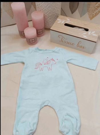 Grenouillère velours Auchan fille 3 mois