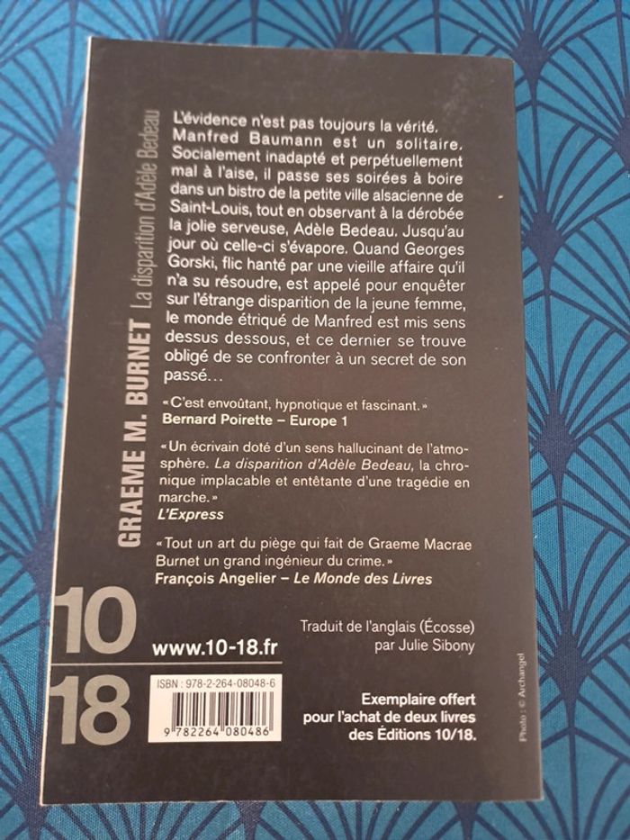 Livre La Disparition d'Adele Bedeau, Graeme Macrae Burnet - photo numéro 2